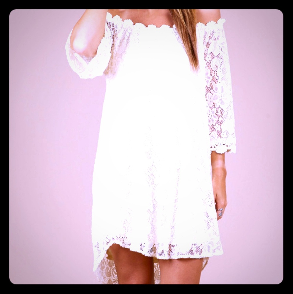 Altar'd State off shoulder lace dress (maternity)